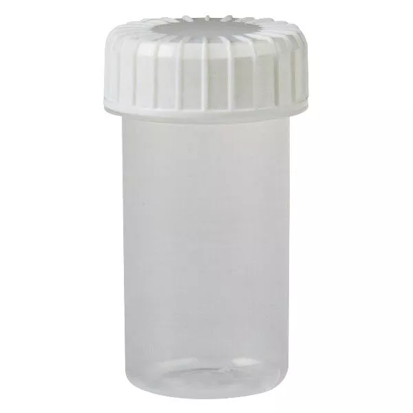Transparente Schraubdose 20 ml mit gerilltem Verschwarz Transparente Schraubdose 20 ml mit gerilltem Verschwarz