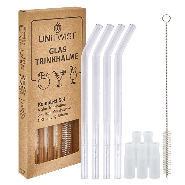 Glas Trinkhalm Set klar mit Softtips UNiTWIST Glas Trinkhalm Set klar mit Softtips UNiTWIST