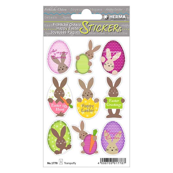 Sticker "Osterhasen" (9 transparente Aufkleber)