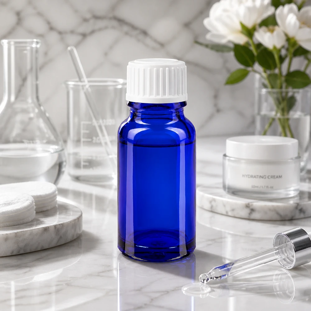 Standardglasflasche GR 10ml blau UV-schützend für Apothekenbedarf