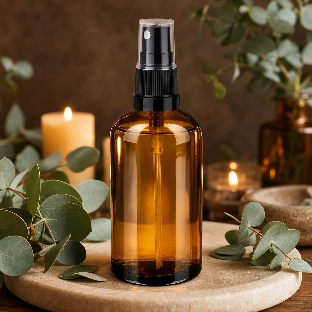 100ml Sprayflasche schwarz/transparent Standardverschluss BrownLine UT18/100 Nachfüllbare 100ml Sprühflasche aus Glas mit langlebigem Sprühkopf für den täglichen Gebrauch