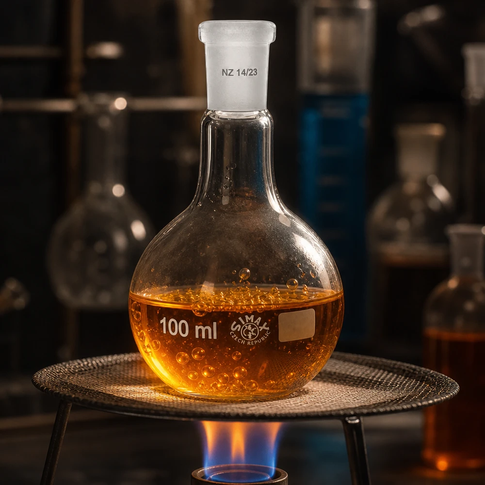 Reaktionskolben 100ml mit weitem Boden und engem Hals für optimale Wärmeverteilung