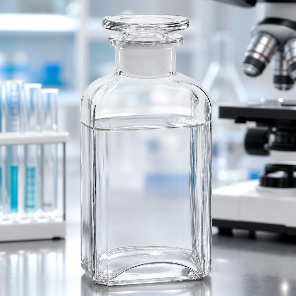 Vierkantflasche 250ml klar Weithals Glasstopfen Chemikalienflasche 250ml vierkantig transparent mit Glasstopfen für pharmazeutische Anwendungen