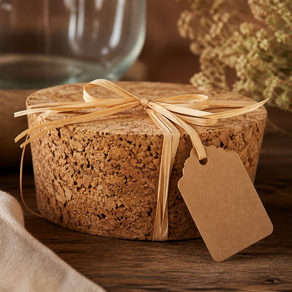 Korken für Öffnung 40mm WECK RR40 (ø38/43, H=20mm) WECK Korken RR40 als Geschenk verpackt mit Schleife und Anhänger rustikale Dekoration Naturkork Verschluss 40mm