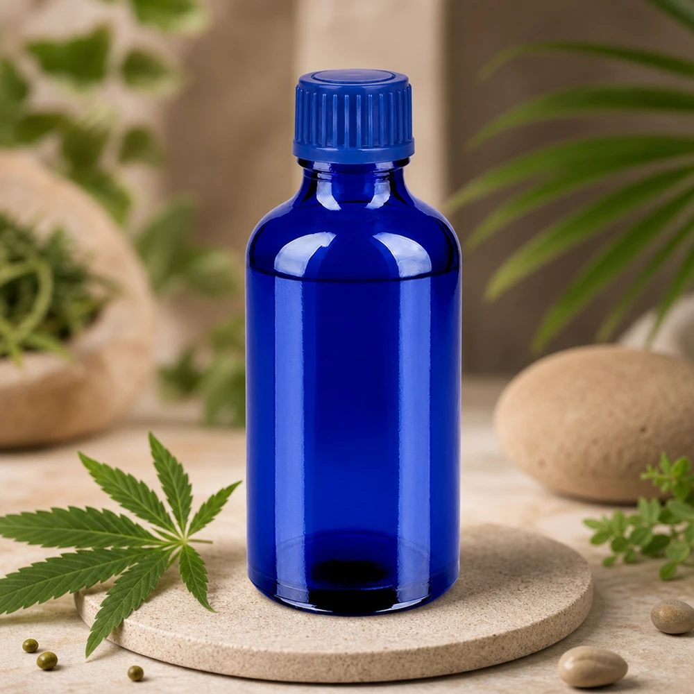 50ml Flasche 11mm Schraubverschluss blau Standard BlueLine UT18/50 Kompakte BlueLine Glasflasche 50ml mit ergonomischem Design und auslaufsicherem Verschluss
