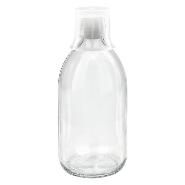 500ml Medizinflasche klar, Verschluss OV mit Dosierbecher 30