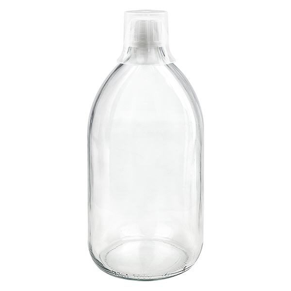 1000ml Medizinflasche klar, Verschluss OV mit Dosierbecher 3