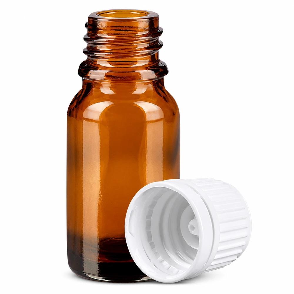 10ml Flasche 11mm Schraubverschluss weiß Originalitätsverschluss BrownLine UT18/10 Handliche 10ml Glasflasche dunkelbraun mit weißem Verschluss für DIY Kosmetik