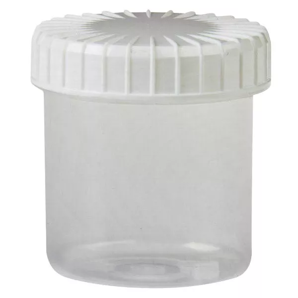 Transparente Schraubdose 75 ml mit gerilltem Verschwarz Transparente Schraubdose 75 ml mit gerilltem Verschwarz