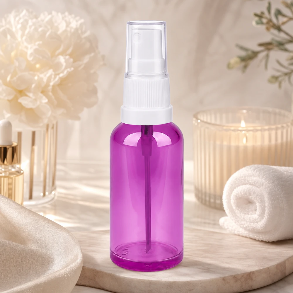 50ml Sprayflasche weiss/transparent Standard PurpleLine UT18/50 Praktische 50ml Pumpflasche mit Sprühkopf in trendigem Purple Design für Wellness