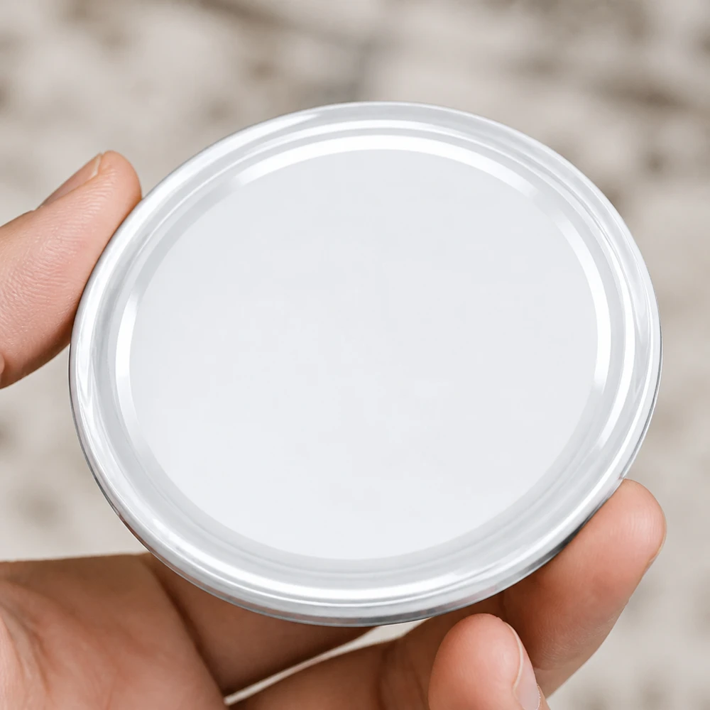 Kreisrunder BasicSeal Kunststoffdeckel weiss 66mm TO66 UNiTWIST Makroaufnahme