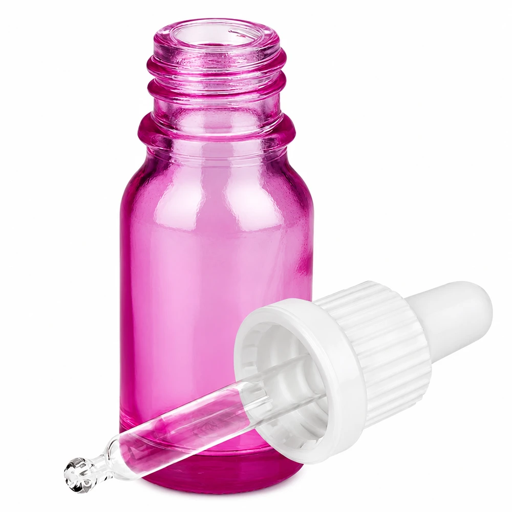 Hochwertige Pipettenflasche 10ml fuchsia mit durchsichtigem Tropfer OV PurpleLine UT18/10