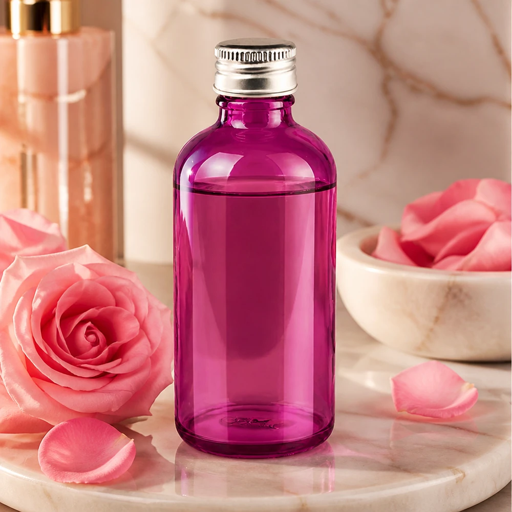 Violett getönte 100ml Glasflasche mit Standard-Schraubverschluss für DIY-Kosmetik