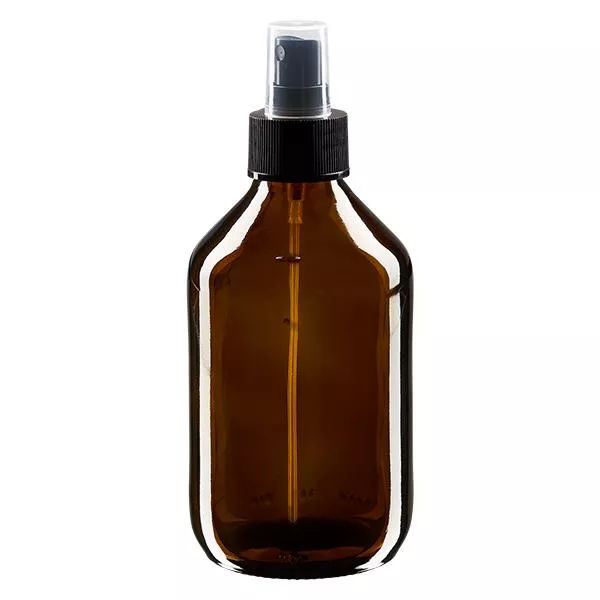 250ml Medizinflasche braun, Pumpzerstäuber schwarz ApoGlas