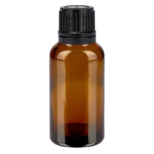 30ml Globuliflasche 8mm Giessring schwarz Originalitätsverschluss BrownL. UT18/30