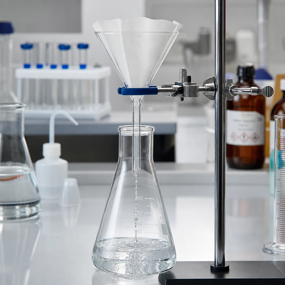 Trichter ø100mm Borosilikat Winkel 60 Kurzstil Korrosionsresistenter Borosilikat-Trichter für aggressive Chemikalien und Säuren im Forschungslabor