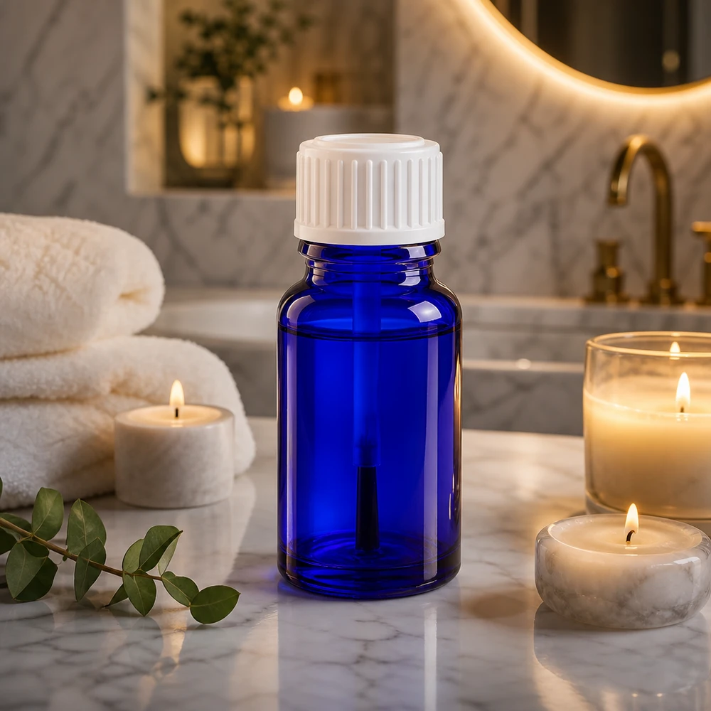 UV-Schutz blaue Apothekerglasflasche 10ml mit Pinseldeckel für Hautpflegeprodukte