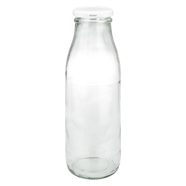 500ml Glasflasche + BioSeal Deckel weiß UNiTWIST