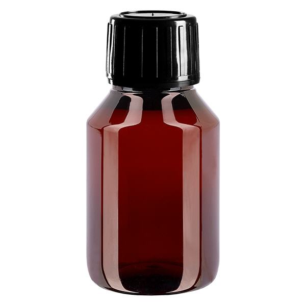 PET Flasche 50ml mit schwarzem SpritzVerschluss Originalitätsverschluss