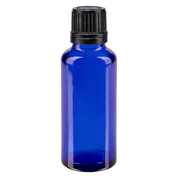 Apothekenflasche blau 30ml Schraubverschluss schwarz Giessring Originalitätsverschluss
