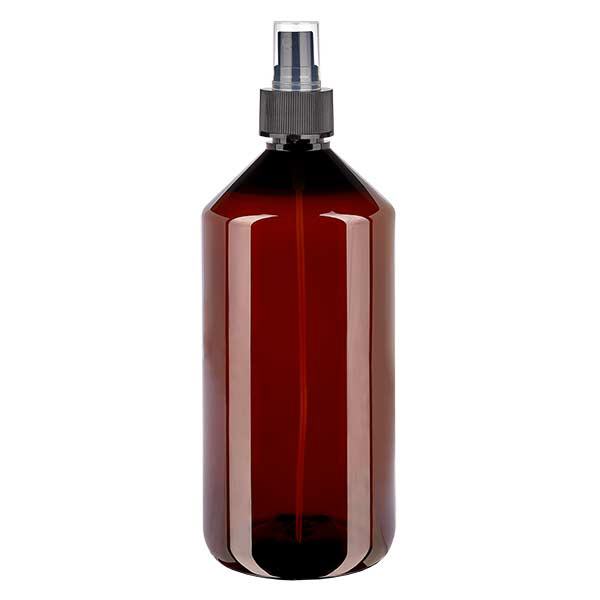 PET Flasche 1000ml mit Zerstäuber schwarz