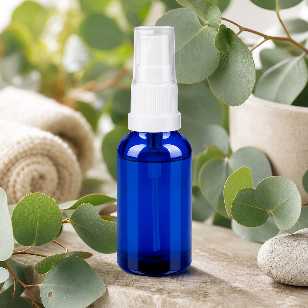 Vielseitige blaue 30ml Sprayflasche mit feinem Sprühnebel für Aromatherapie und Wellness