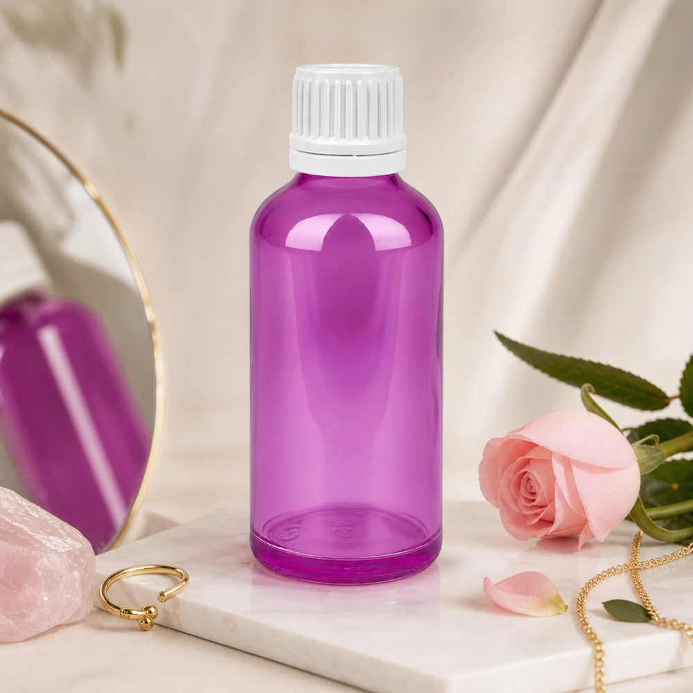50ml Flasche 11mm Schraubverschluss weiss Originalität Schraubverschlusserschluss PurpleLine UT18/50 Robuste 50ml Glasflasche mit weißem Verschluss ideal für Aromatherapie und Wellness