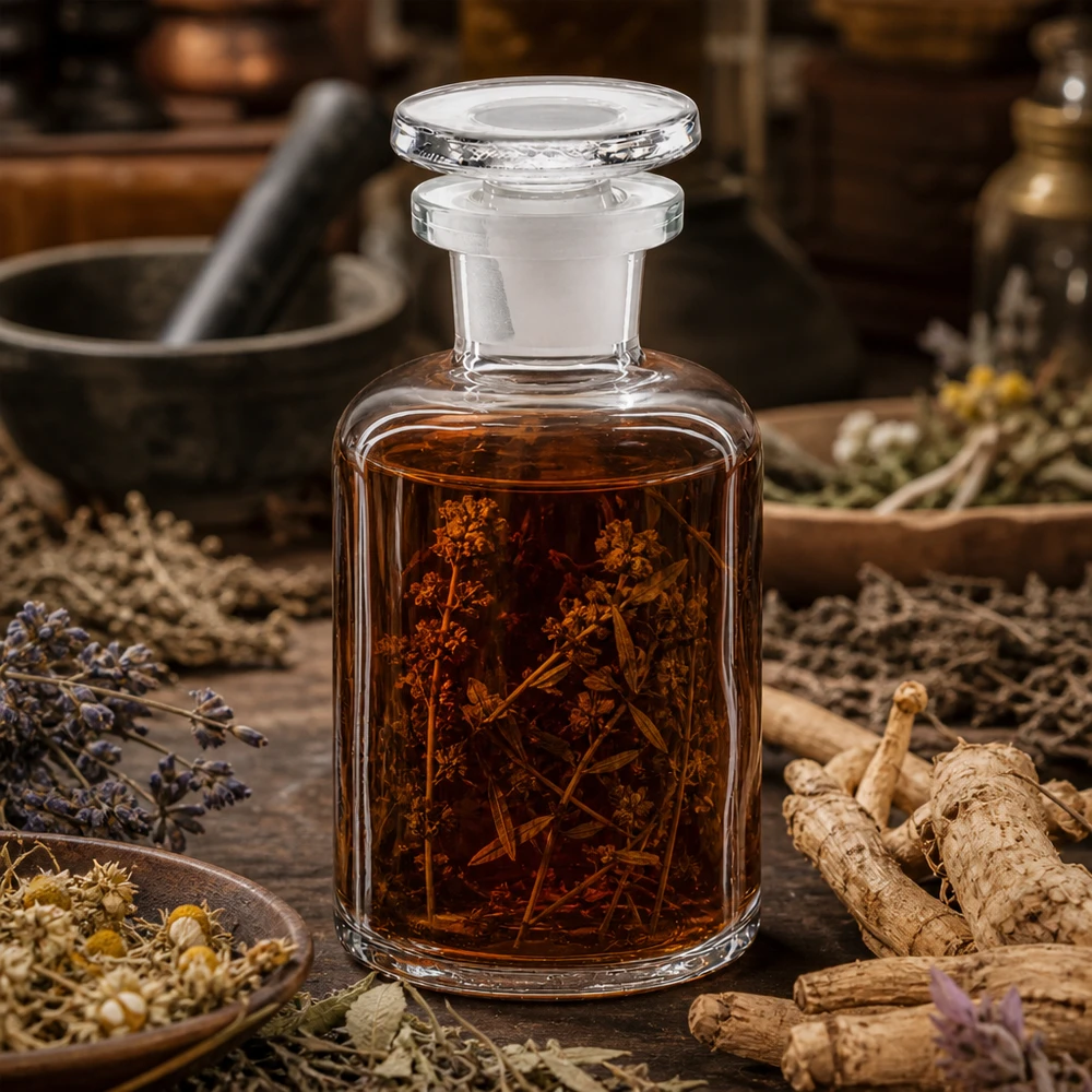 Kompakte Glasflasche 50ml mit Enghals und Glasstopfen Rundschulter für Pflanzenauszüge