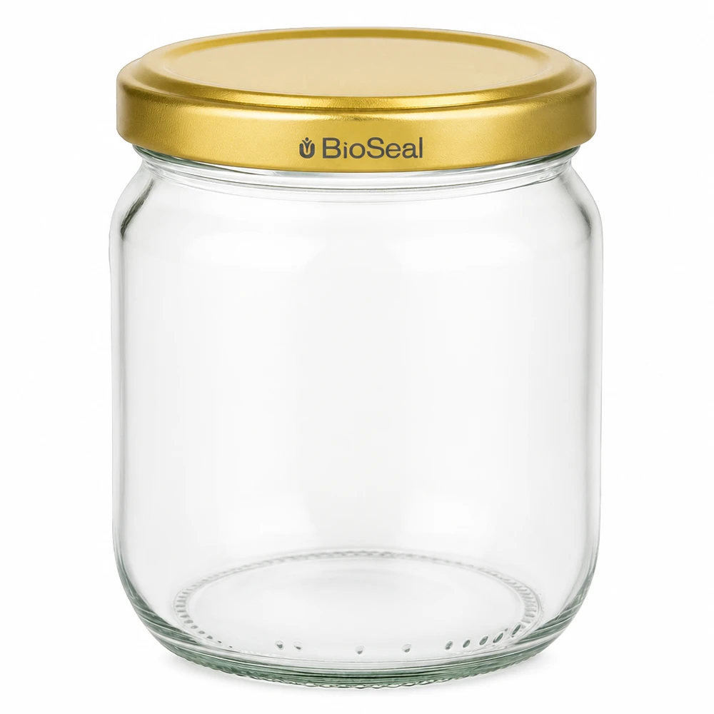 500g Honigglas mit goldenem Deckel BioSeal UNiTWIST 500g Honigglas leer mit goldenem BioSeal Schraubdeckel für Honig und Marmelade