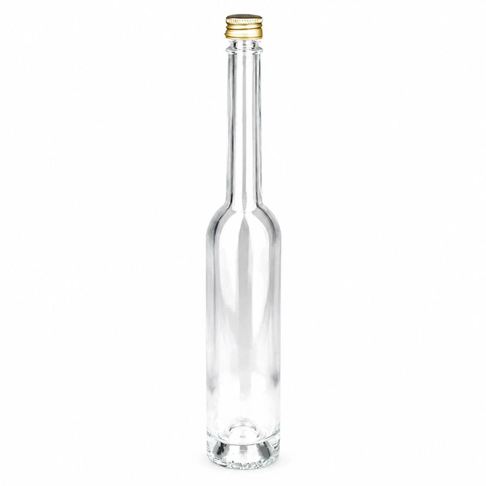 100ml Glasflasche Toni mit goldenem Schraubverschluss UNiTWIST - klares Glas, schlanke Form, ideal für Spirituosen