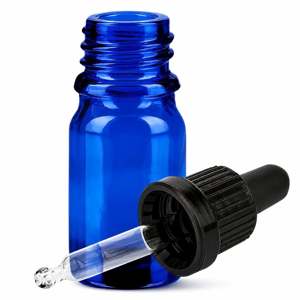 Tropfflasche für ätherische Öle 5ml blau mit Dosierpipette OV BlueLine UT18/5
