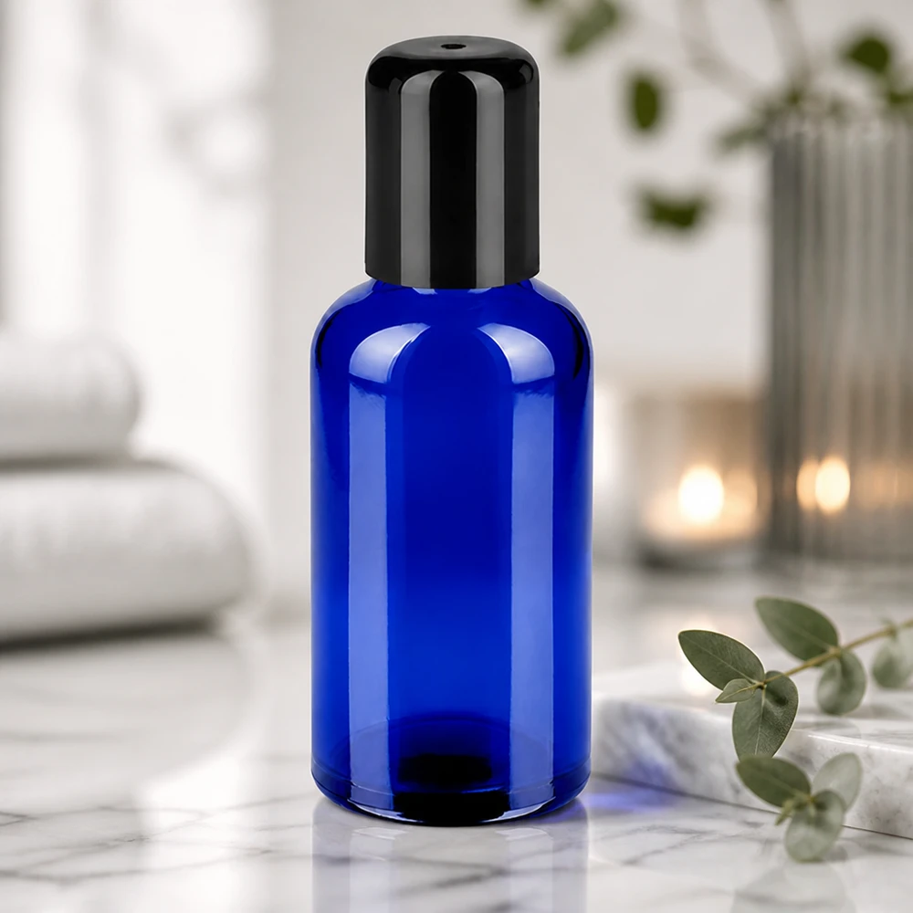 50ml Roll-On Flasche schwarz Standardverschluss BlueLine UT18/50 Elegante Roll-On Flasche 50ml STD BlueLine UT18/50 mit praktischem Kugelverschluss schwarz