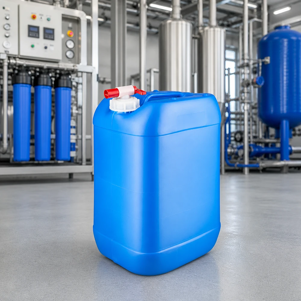 Kanister 25 Liter blau mit Auslaufhahn Kompakter 25 Liter Vorratsbehälter blau mit Auslaufventil für Wasseraufbereitung