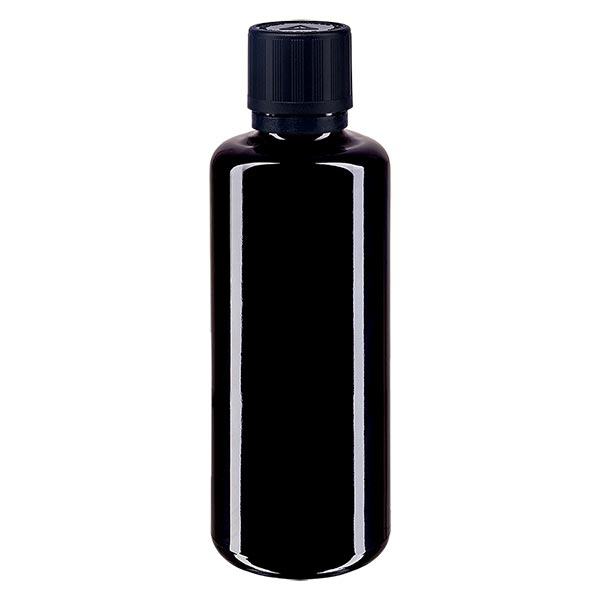 Apothekenflasche violett 50ml Tropfer Giessring 1mm schwarz Kindersicherung Blindenwarnsymbol Originalitätsverschluss