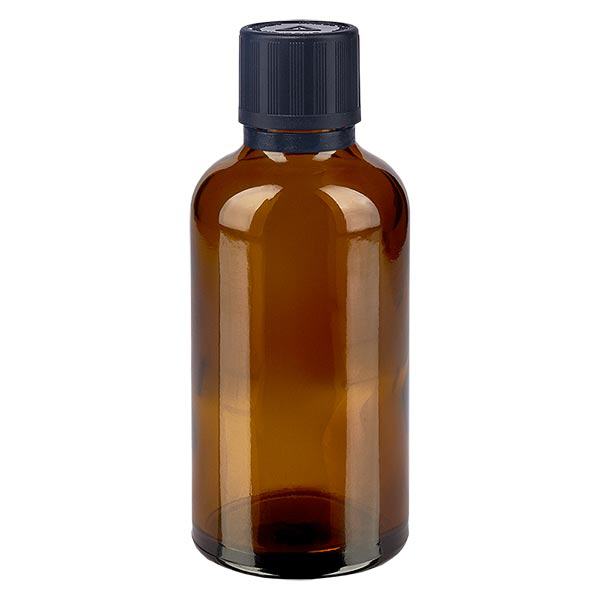 Apothekenflasche braun 50ml Tropfer Giessring 1mm schwarz Kindersicherung Blindenwarnsymbol Originalitätsverschluss Apothekenflasche braun 50ml Tropfer Giessring 1mm schwarz Kindersicherung Blindenwarnsymbol Originalitätsverschluss