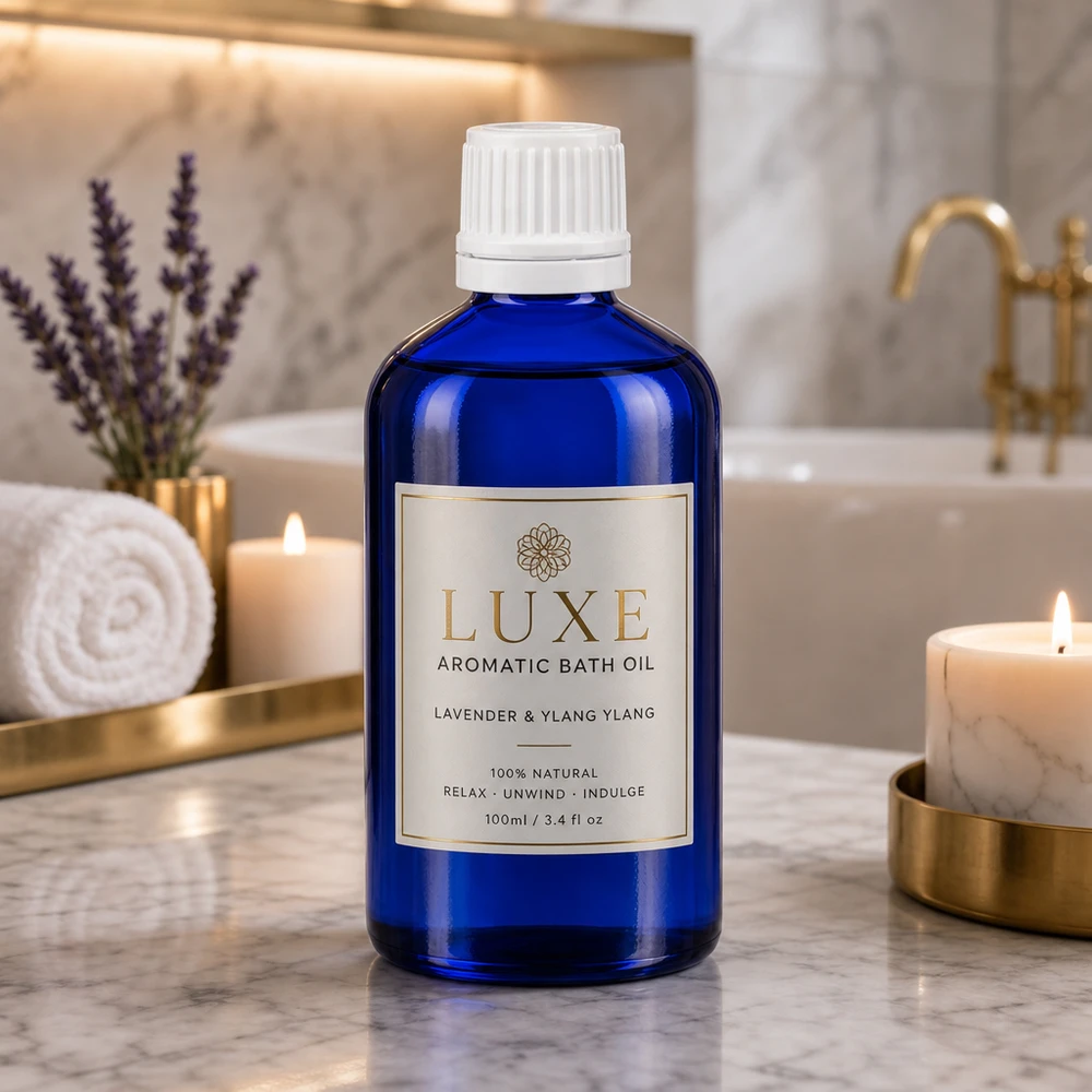 Hochwertige 20ml Blauglas-Flasche mit Sicherheits-Tropfverschluss für Naturkosmetik und Öle