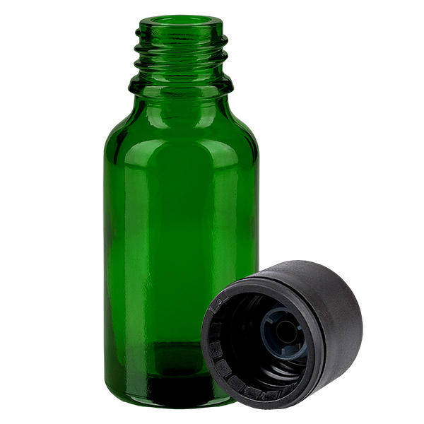 20ml Flasche 6mm Schraubverschluss schwarz Standard GreenLine UT18/20 20ml Flasche 6mm Schraubverschluss schwarz Standard GreenLine UT18/20