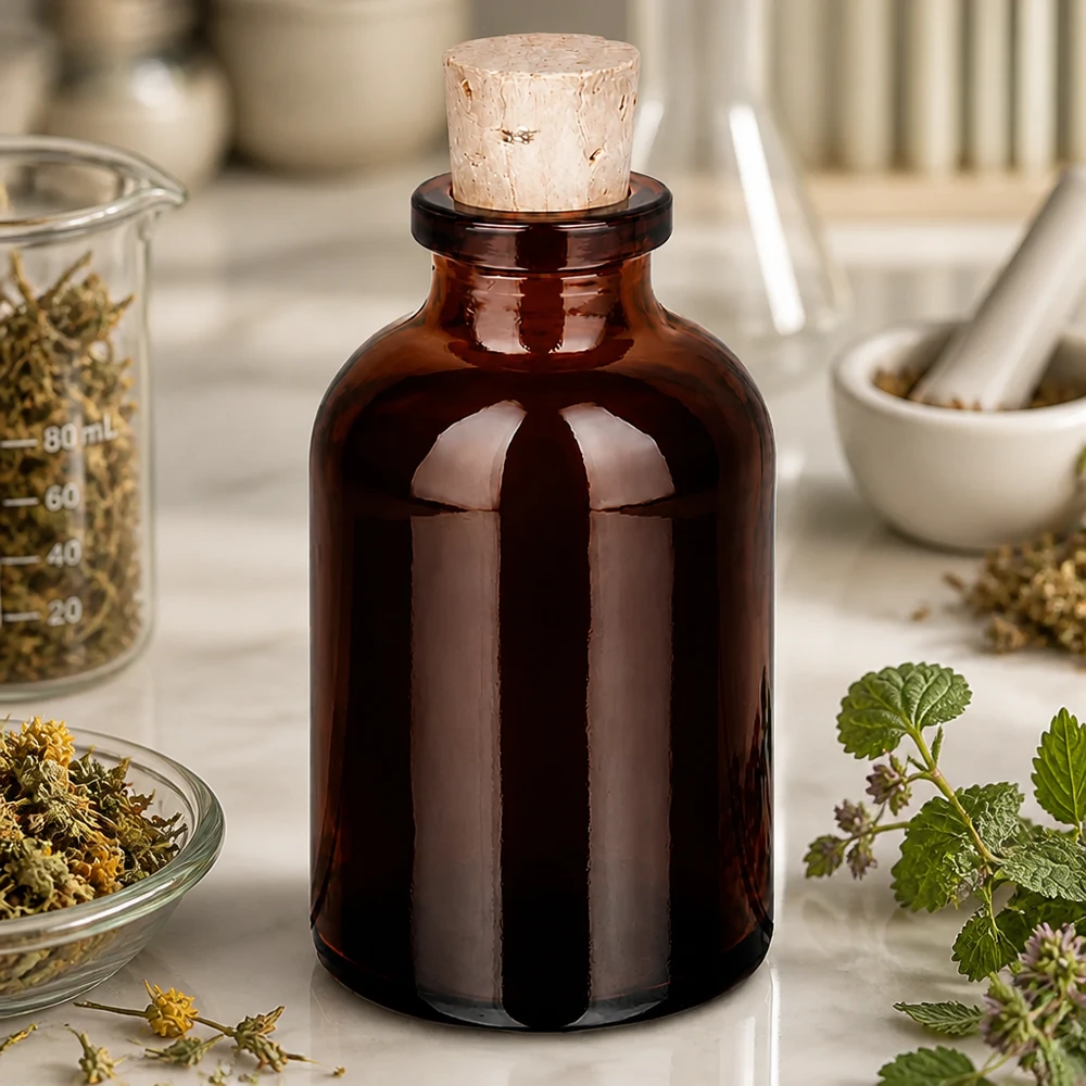 Flasche Braunglas 30ml mit Korken 11/14mm Dunkle Glasflasche 30ml mit Korken für Homöopathie und Pflanzentinkturen