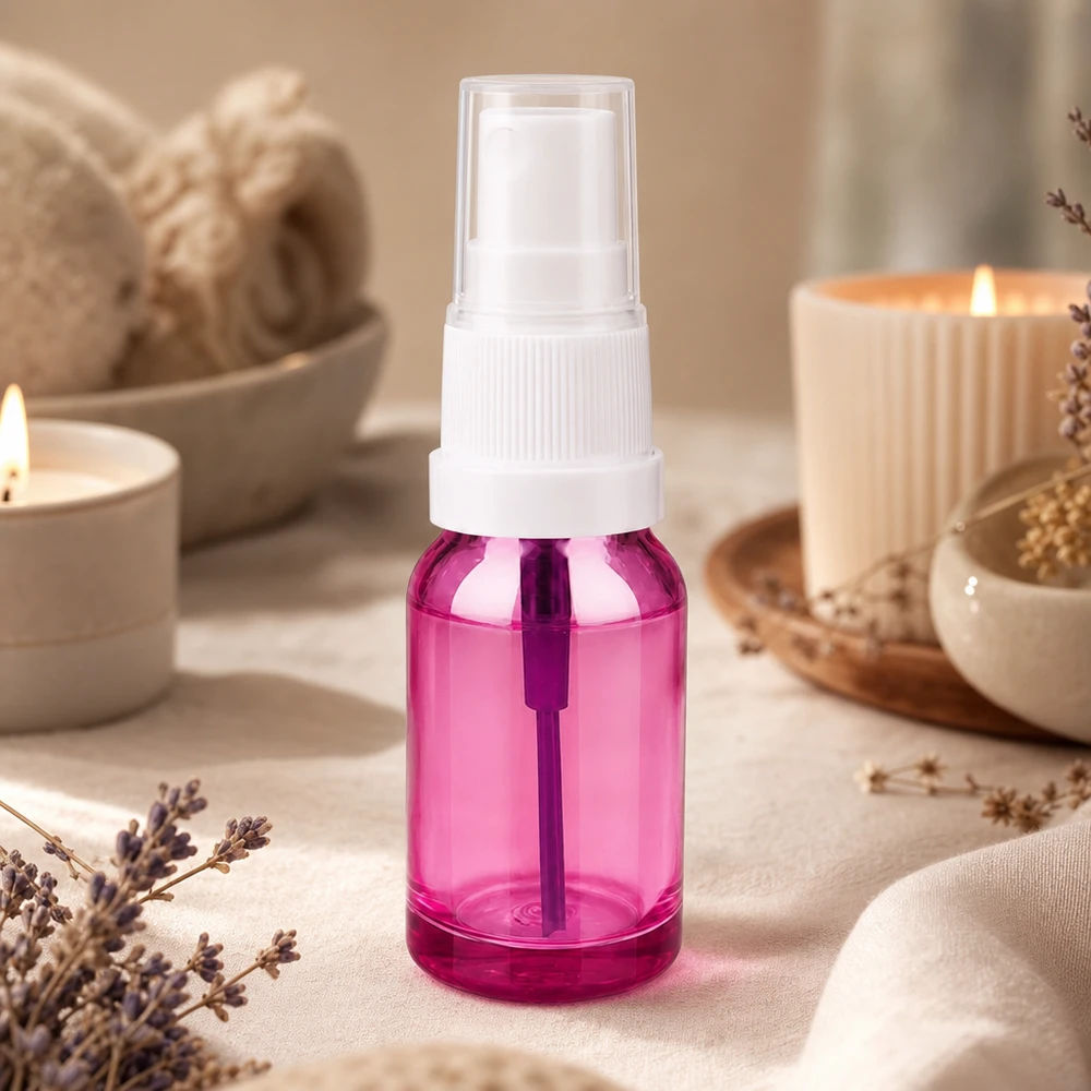 Praktische 10ml Zerstäuberflasche in modernem Purple Design für Gesichtswasser und Toner