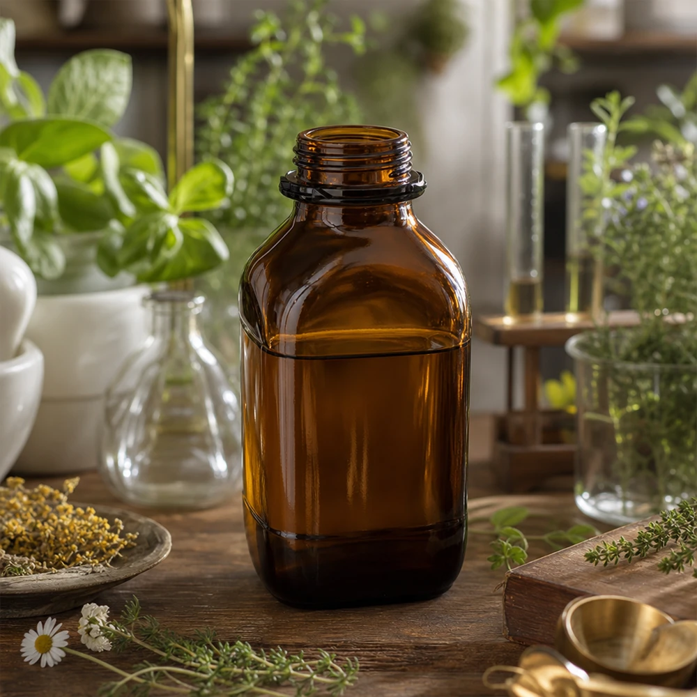 1000ml Premium Braunglas-Flasche für sichere Aufbewahrung Klassische 1000ml Chemikalienflasche im Vintage-Design für traditionelle Laborausstattung