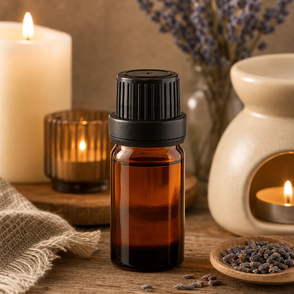 Apothekenflasche braun 5ml Schraubverschluss schwarz Dichteinlage Originalitätsverschluss Kompakte 5ml Apothekerflasche aus Braunglas mit kindersicherem Schwarzverschluss Wellnessambiente