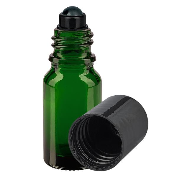 Apothekenflasche grün 10ml Roll-On Verschluss schwarz