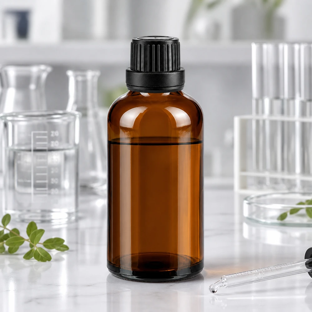 Apothekenflasche braun 50ml Schraubverschluss schwarz Dichteinlage Originalitätsverschluss 50ml UV-Schutz Braunglasflasche mit Sicherheitsverschluss schwarz für pharmazeutische Öle