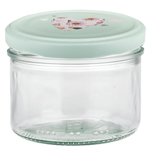 230ml Zylinderglas + BasicSeal Deckel Herz mint