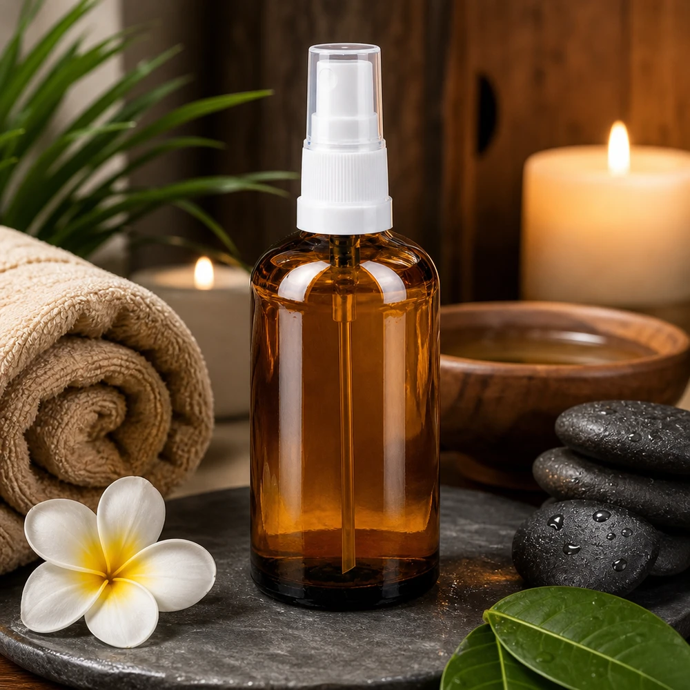 100ml Sprayflasche weiß/transparent Standardverschluss BrownLine UT18/100 Handliche 100ml Glassprühflasche in Apothekerqualität mit gleichmäßiger Sprühverteilung für Aromatherapie