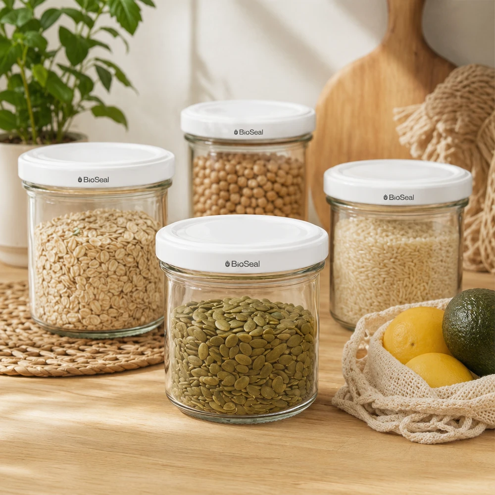 UNiTWIST Sturzgläser 125ml Vorratsdosen Set Hülsenfrüchte Nüsse Getreide Aufbewahrung TO66 BioSeal Deckel Küche
