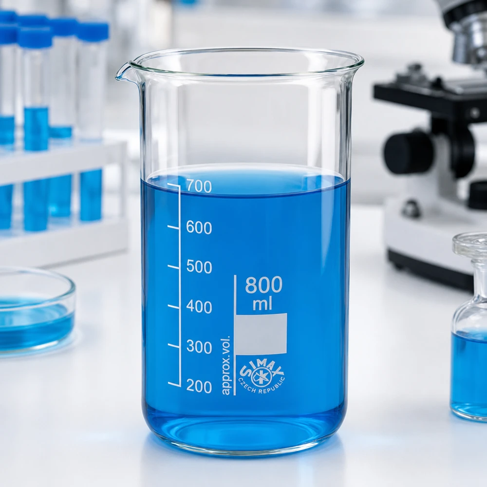 Becherglas 800ml Borosilikatglas, hohe Form Becherglas hohe Form 800ml mit klarem Borosilikatglas und sichtbarem Ausgussschnabel