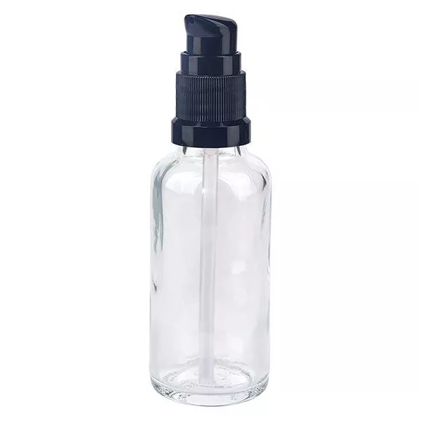 Apothekenflasche klar 30ml PumpVerschluss schwarz Standard Apothekenflasche klar 30ml PumpVerschluss schwarz Standard