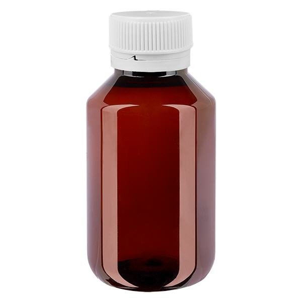 PET Flasche 50ml mit weißem Originalitätsverschluss geriffelt