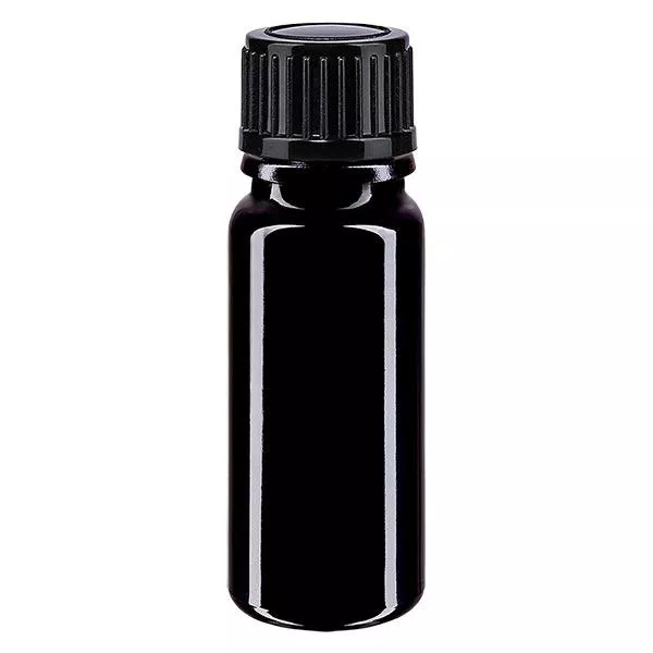 Apothekenflasche violett 10ml Tropfverschluss 1mm schwarz Standard
